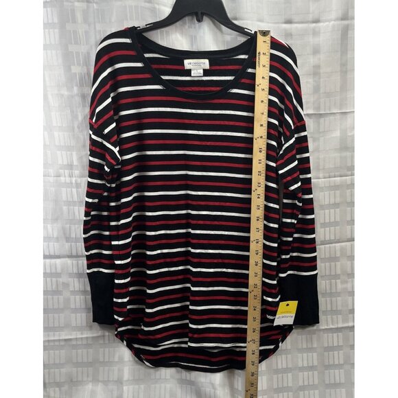 Liz Claiborne Womens Multicolor Striped Round Neck Long Sleeves Blouse Top Sz L - Picture 5 of 11